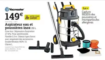 Vacmaster Aspirateur eau et poussières inox