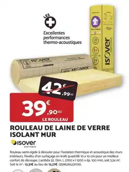 Bricomarché Isover Rouleau de laine de verre isolant mur offre
