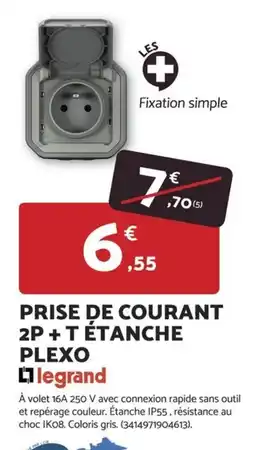 Bricomarché legrand PRISE DE COURANT 2P + T ÉTANCHE PLEXO offre