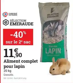 Espace emeraude SÉLECTION EMERAUDE Aliment complet pour lapin offre