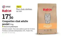 Espace emeraude Babin Croquettes chat adulte poulet offre