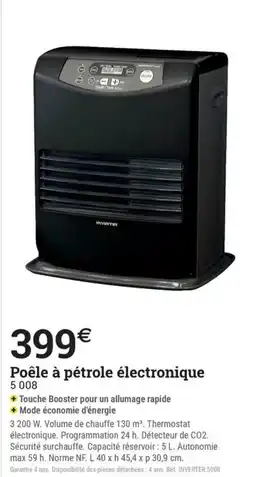 Espace emeraude INVERTER Poêle à pétrole électronique offre