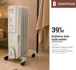 Espace emeraude Radiateur bain huile mobile 1000 W blanc offre