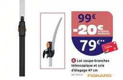 Mr Bricolage FISKARS Lot coupe-branches télescopique et scie d'élagage 47 cm offre