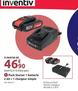 Mr Bricolage Inventiv Pack Starter 1 batterie 2 Ah + 1 chargeur simple offre