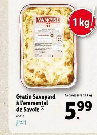 Lidl Gratin Savoyard à L'emmental De Savoie offre