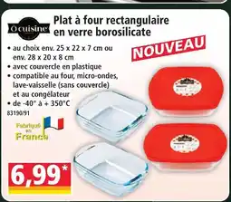 Norma O cuisine plat à four rectangulaire en verre borosilicate offre