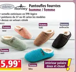 Norma Ellenor pantoufles fourrées homme / femme offre