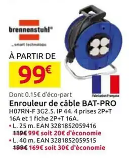 Mr Bricolage brennenstuhl Enrouleur de câble BAT-PRO offre