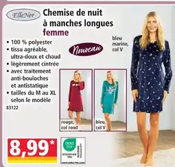 Norma Ellenor chemise de nuit à manches longues femme offre