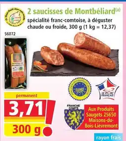Norma 2 saucisses de montbéliard offre