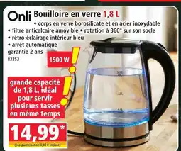 Norma Onli bouilloire en verre 1,8 l offre