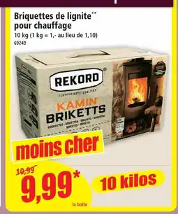 Norma Rekord briquettes de lignite pour chauffage offre