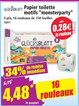 Norma Glücksblatt papier toilette motifs monsterparty offre