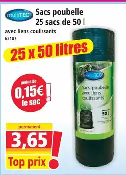 Norma Multitec sacs poubelle 25 sacs de 50 l offre
