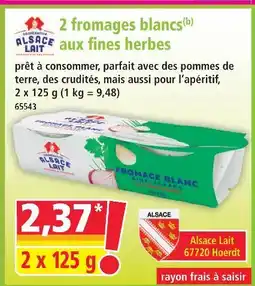 Norma Alsace lait 2 fromages blancs aux fines herbes offre
