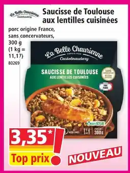 Norma La belle chaurienne saucisse de toulouse aux lentilles cuisinées offre