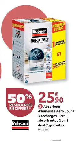 Mr Bricolage Rubson aero 360° absorbeur d'humidité + 3 recharges ultra-absorbantes 2 en 1 dont 2 gratuites offre