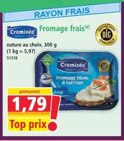 Norma Cremisée fromage frais offre