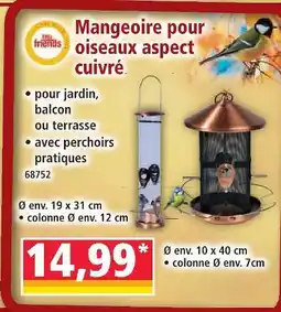 Norma Wild friends mangeoire pour oiseaux aspect cuivré offre