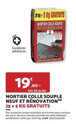 Bricomarché Facile - mortier colle souple neuf et rénovation 25 + 5 kg gratuits offre