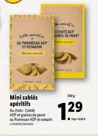 Lidl Mini Sablés Apéritifs offre