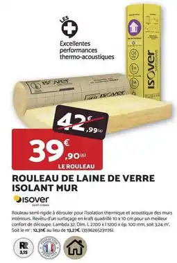 Bricomarché Isover - rouleau de laine de verre isolant mur offre