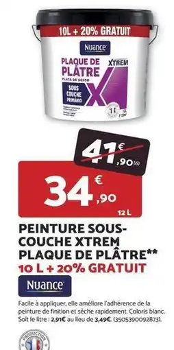 Bricomarché Facile - peinture sous-couche xtrem plaque de platre offre