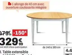 BUT Table extensible l. 140/180 cm costal offre