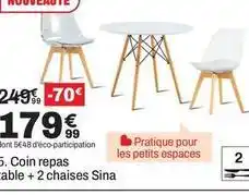 BUT Coin repas table + 2 chaises sina offre