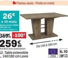 BUT Total - table extensible 140/180 cm lexie offre