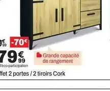 BUT Buffet 2 portes/2 tiroirs cork offre