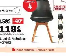BUT Lot de 4 chaises norvege offre