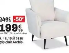 BUT Fauteuil tissu gris clair archie offre