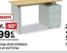 BUT Chêne - bureau droit imitation et vert orso offre