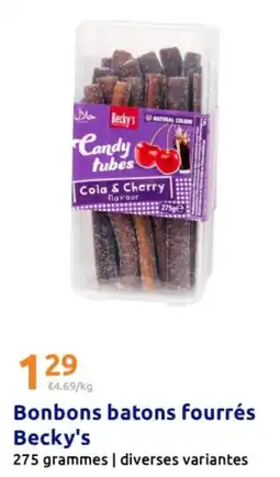 Action Becky's Bonbons batons fourrés offre