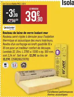 Bricorama Isover Rouleau de laine de verre isolant mur offre