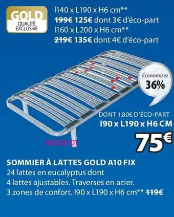 JYSK Somier a lattes gold a10 fix offre