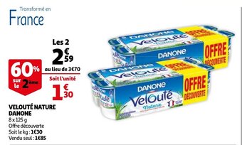 Auchan Velouté nature danone offre