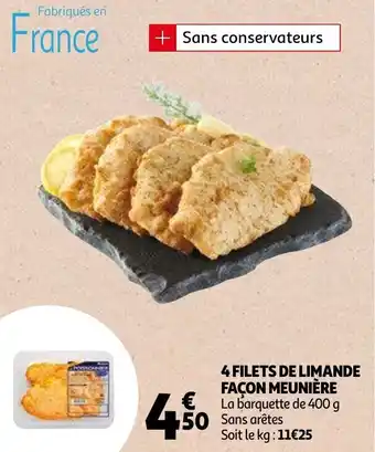 Auchan 4 Filets de limande façon meunière offre