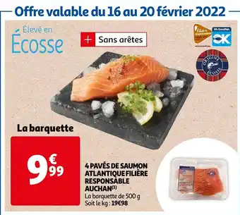 Auchan 4 Pavés de saumonn atlantique filière offre