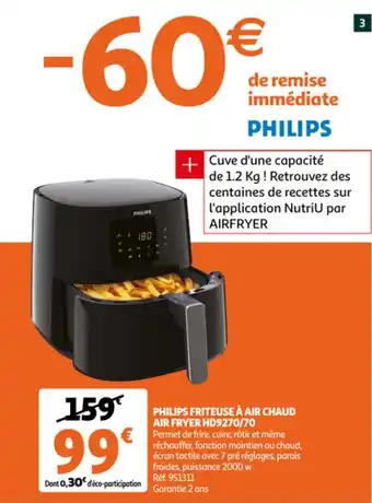 Auchan Philips friteuse à air chaud air fryer HD9270/70 offre