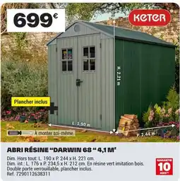 Brico Dépôt KETER ABRI RÉSINE "DARWIN 68" offre