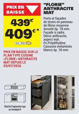 Brico Dépôt FLORIE ANTHRACITE MAT offre