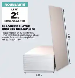 Brico Dépôt PLAQUE DE PLÂTRE BA13 STD CE offre