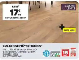 Brico Dépôt COOKE & LEWIS SOL STRATIFIÉ "FETICEIRA" offre