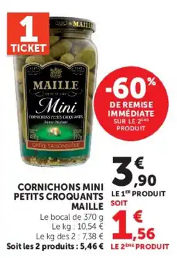 Hyper U MAILLE Cornichons mini petits croquants offre