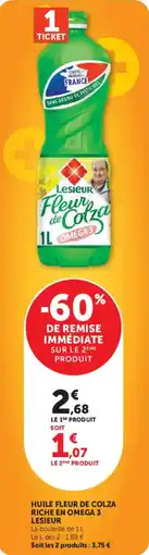 Hyper U Lesieur Fleur de Colza riche en omega 3 offre
