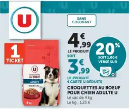 Hyper U U Croquettes au bœuf pour chien adulte offre