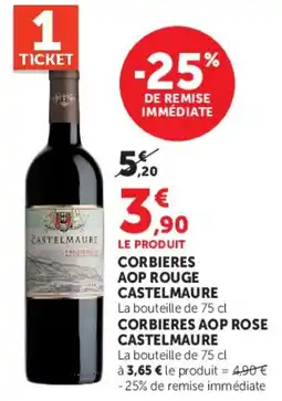 Hyper U CASTELMAURE CORBIERES AOP ROUGE offre